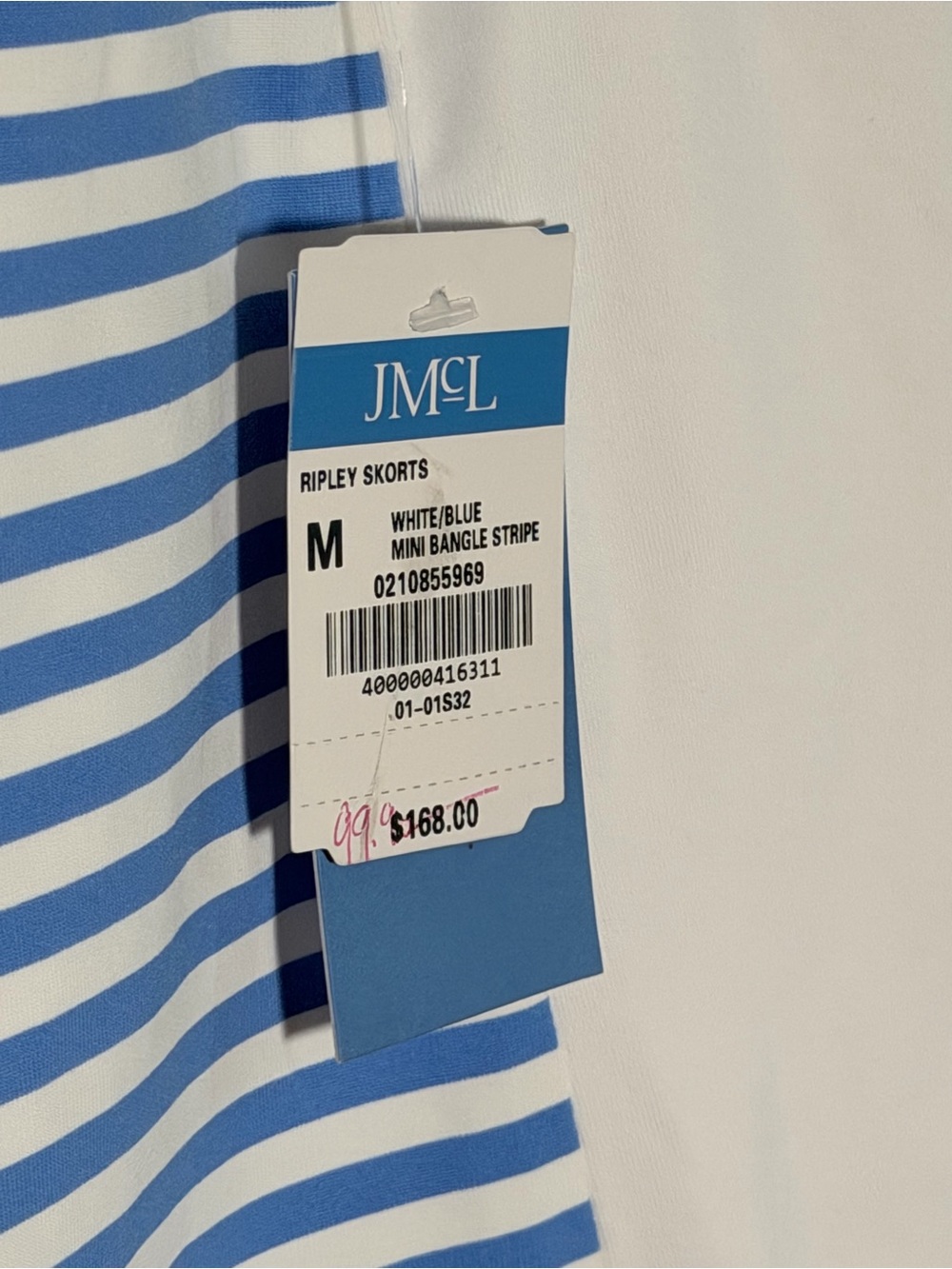 J.MCLAUGHLIN Ripley Skort White/Blue Mini Bangle Stripe Size Medium NWT $168 - Picture 4 of 9